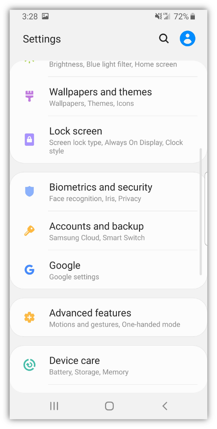 android settings