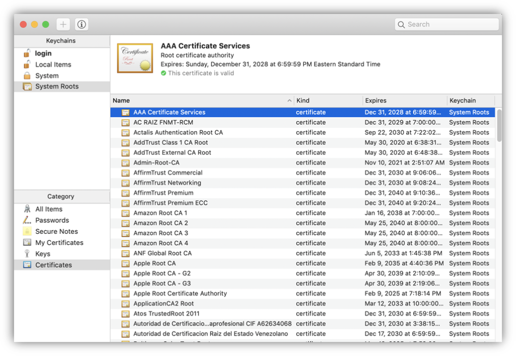 ssl certificate macos